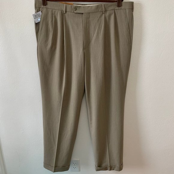 Savane Other - (T33) NWT Savane Men’s Dress Pant, Comfort Fit Waist, Dk Patina (beige) 42W 32L